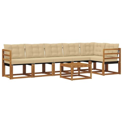 Комплект дивани за открито 7 pcs Натурален и Бежов