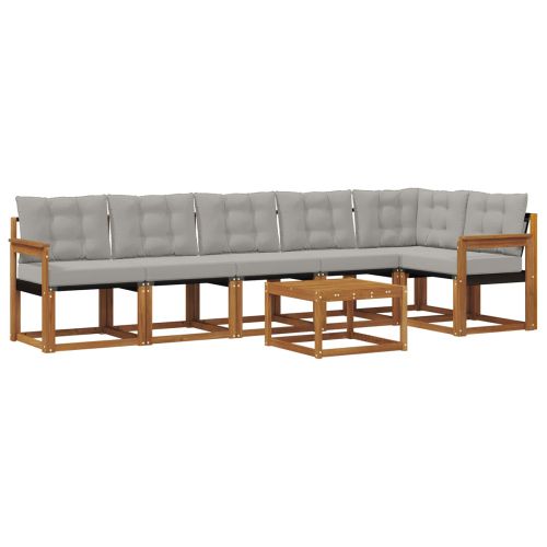 Комплект дивани за открито 7 pcs Естествено и светло сиво