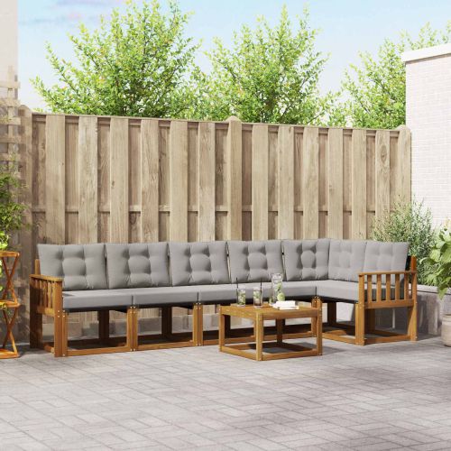 Комплект дивани за открито 7 pcs Естествено и светло сиво