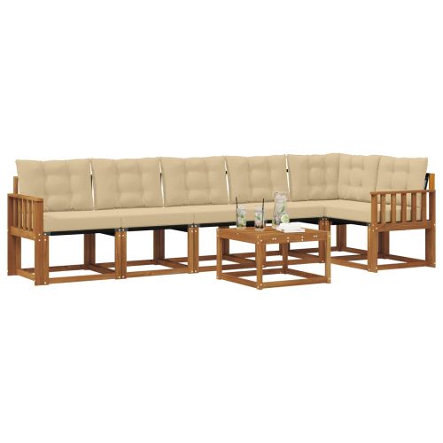 Комплект дивани за открито 7 pcs Натурален и Бежов