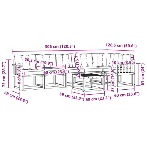 Комплект дивани за открито 7 pcs Натурален и Бежов