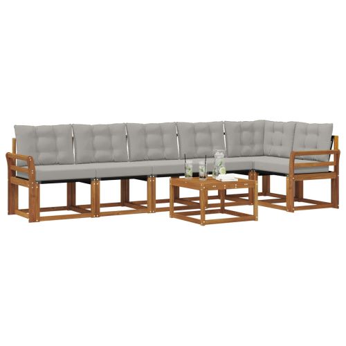 Комплект дивани за открито 7 pcs Естествено и светло сиво