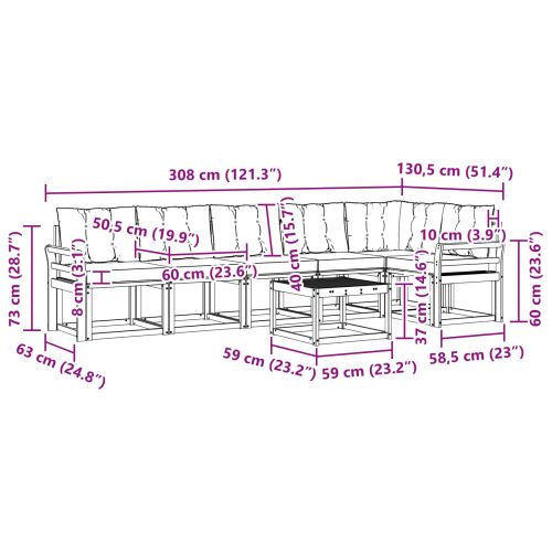 Комплект дивани за открито 7 pcs Естествено и черно