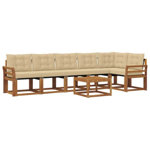 Комплект дивани за открито 7 pcs Натурален и Бежов