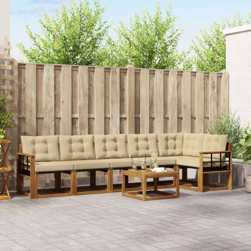 Комплект дивани за открито 7 pcs Натурален и Бежов