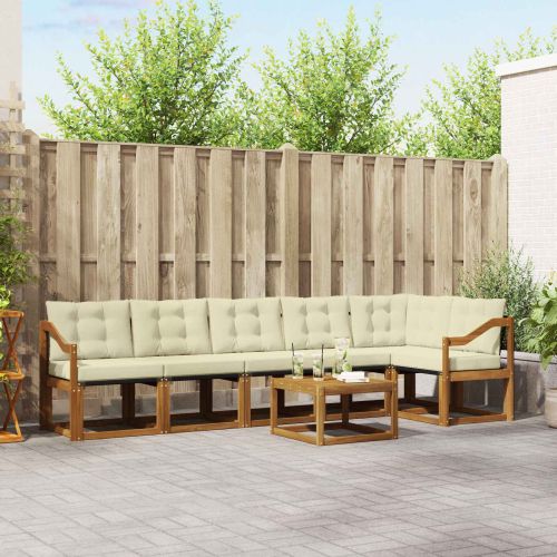 Комплект дивани за открито 7 pcs Натурален и Крема