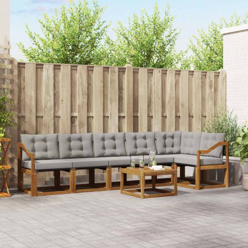 Комплект дивани за открито 7 pcs Естествено и светло сиво