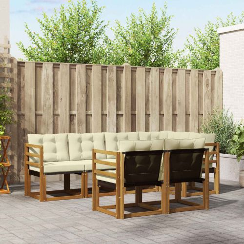 Комплект дивани за открито 7 pcs Натурален и Крема