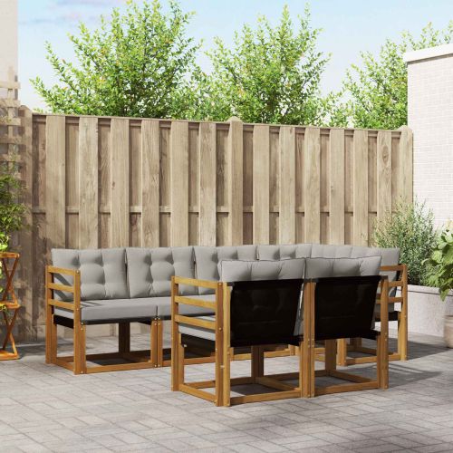 Комплект дивани за открито 7 pcs Естествено и светло сиво