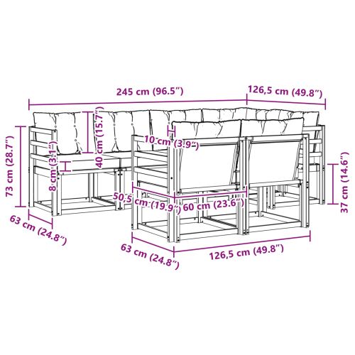 Комплект дивани за открито 7 pcs Естествено и черно