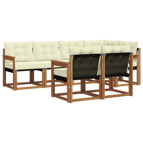 Комплект дивани за открито 7 pcs Натурален и Крема