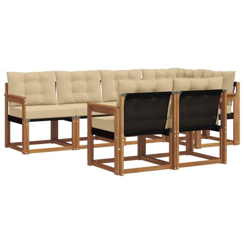 Комплект дивани за открито 7 pcs Натурален и Бежов