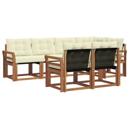 Комплект дивани за открито 7 pcs Натурален и Крема