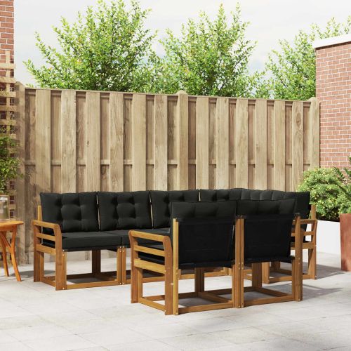 Комплект дивани за открито 7 pcs Естествено и черно