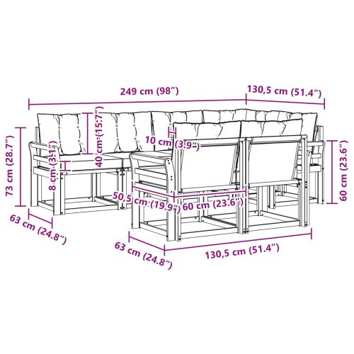 Комплект дивани за открито 7 pcs Натурален и Бежов