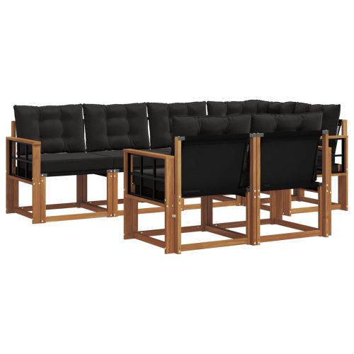 Комплект дивани за открито 7 pcs Естествено и черно