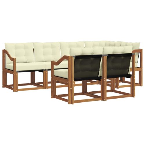 Комплект дивани за открито 7 pcs Натурален и Крема