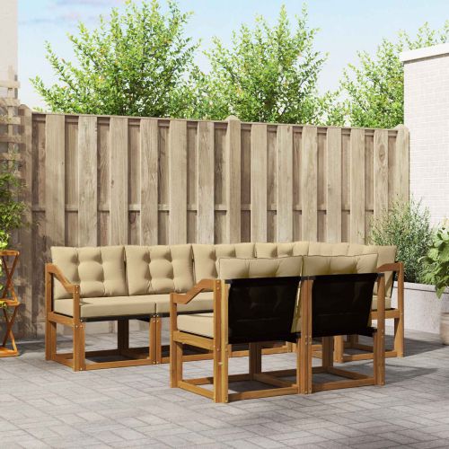 Комплект дивани за открито 7 pcs Натурален и Бежов