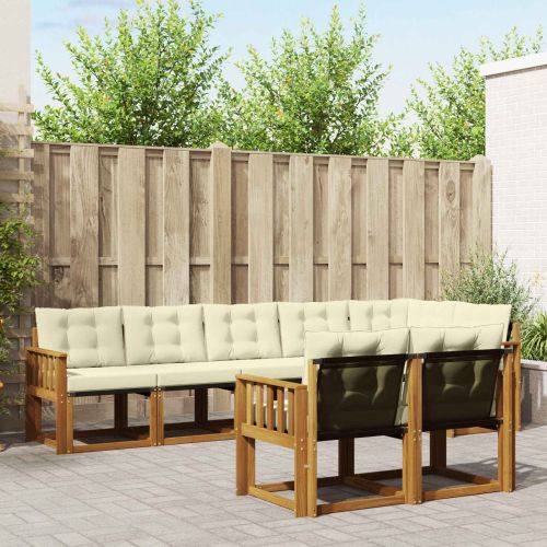 Комплект дивани за открито 8 pcs Натурален и Крема