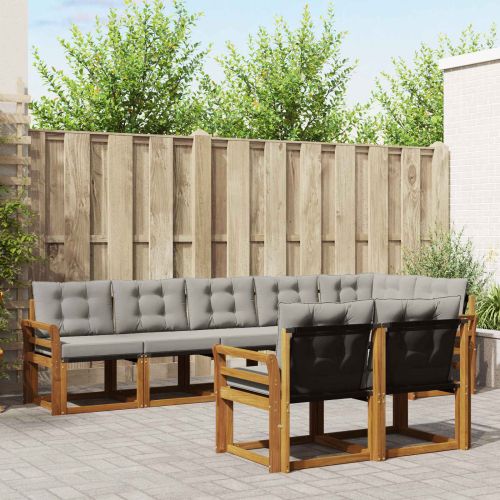 Комплект дивани за открито 8 pcs Естествено и светло сиво