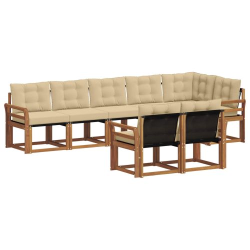 Комплект дивани за открито 8 pcs Натурален и Бежов