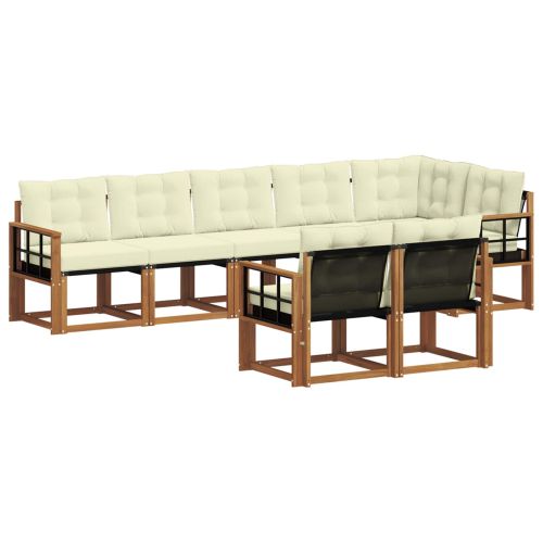 Комплект дивани за открито 8 pcs Натурален и Крема