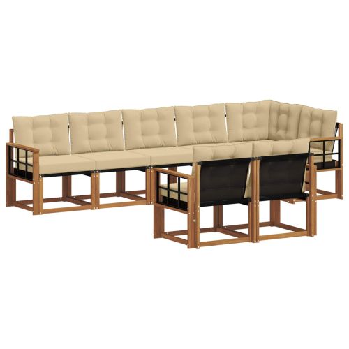 Комплект дивани за открито 8 pcs Натурален и Бежов