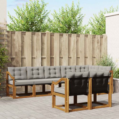 Комплект дивани за открито 8 pcs Естествено и светло сиво