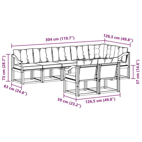 Комплект дивани за открито 8 pcs Натурален и Бежов