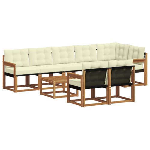 Комплект дивани за открито 9 pcs Натурален и Крема