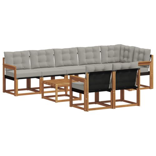 Комплект дивани за открито 9 pcs Естествено и светло сиво