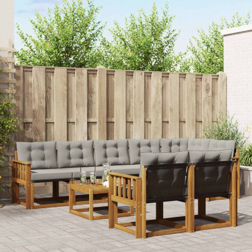 Комплект дивани за открито 9 pcs Естествено и светло сиво