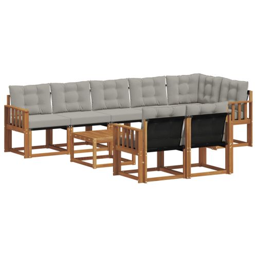 Комплект дивани за открито 9 pcs Естествено и светло сиво