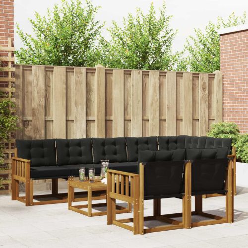 Комплект дивани за открито 9 pcs Естествено и черно