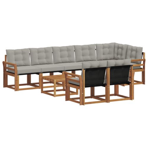 Комплект дивани за открито 9 pcs Естествено и светло сиво