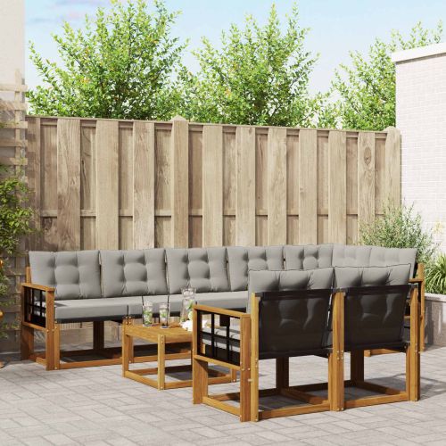 Комплект дивани за открито 9 pcs Естествено и светло сиво