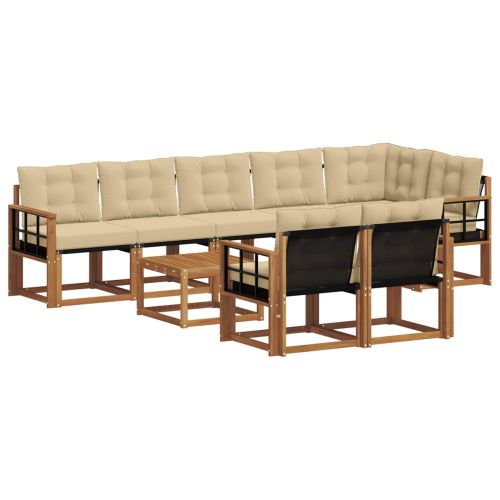 Комплект дивани за открито 9 pcs Натурален и Бежов
