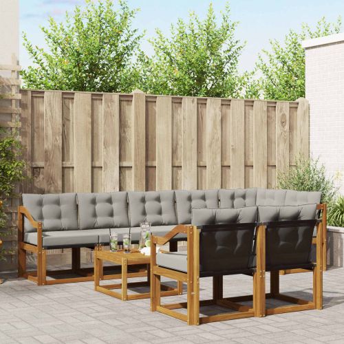 Комплект дивани за открито 9 pcs Естествено и светло сиво