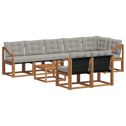 Комплект дивани за открито 9 pcs Естествено и светло сиво