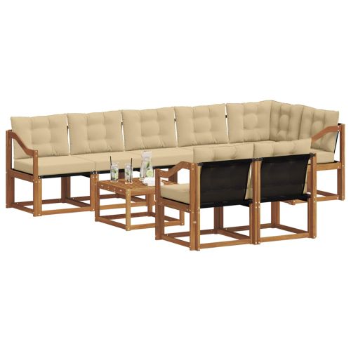 Комплект дивани за открито 9 pcs Натурален и Бежов