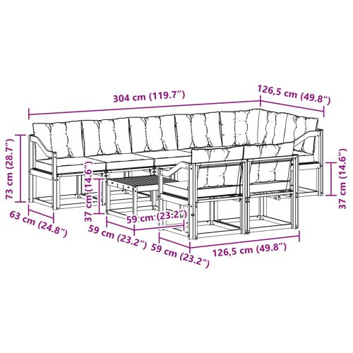 Комплект дивани за открито 9 pcs Натурален и Бежов
