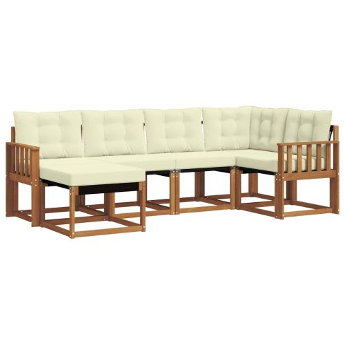 Комплект дивани за открито 6 pcs Натурален и Крема