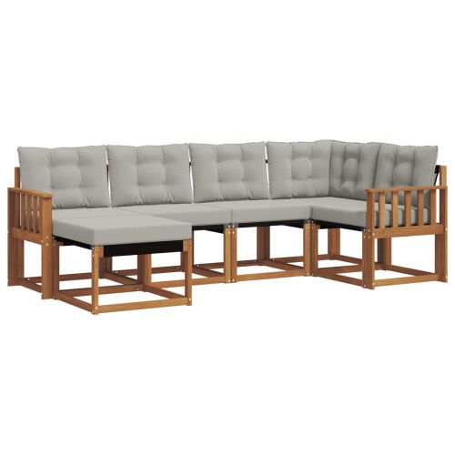 Комплект дивани за открито 6 pcs Естествено и светло сиво