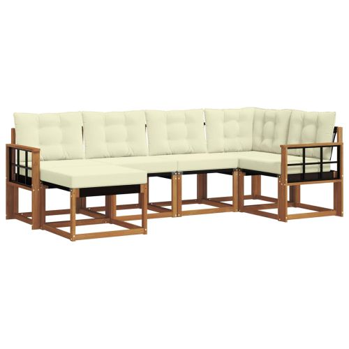 Комплект дивани за открито 6 pcs Натурален и Крема