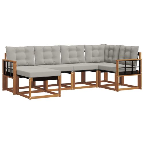 Комплект дивани за открито 6 pcs Естествено и светло сиво