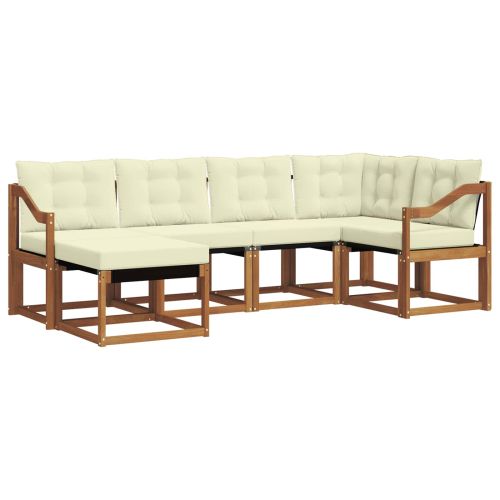 Комплект дивани за открито 6 pcs Натурален и Крема