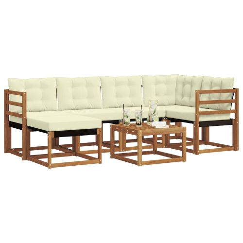 Комплект дивани за открито 7 pcs Натурален и Крема