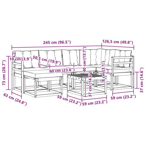 Комплект дивани за открито 7 pcs Естествено и черно