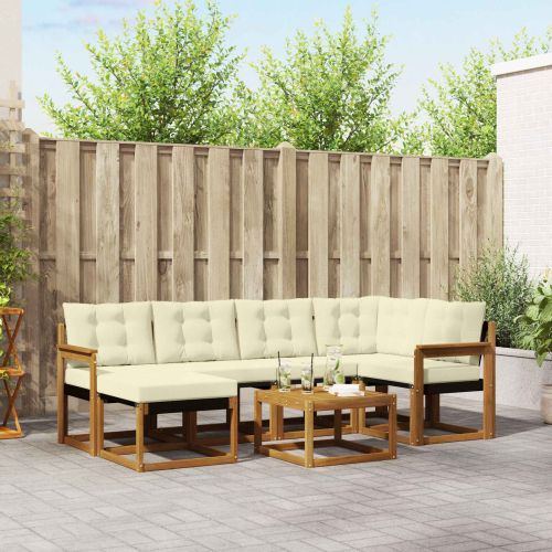 Комплект дивани за открито 7 pcs Натурален и Крема