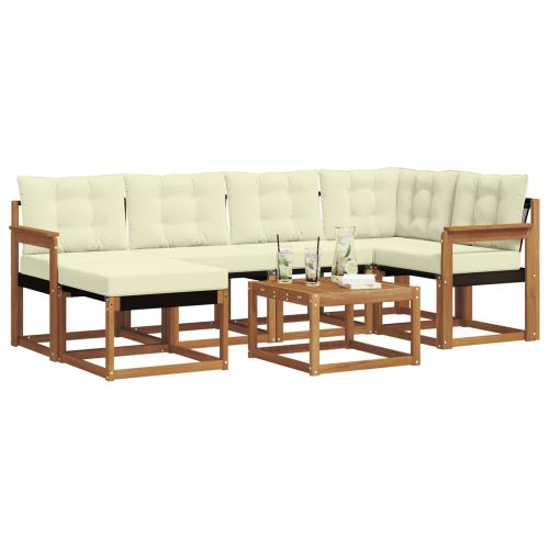 Комплект дивани за открито 7 pcs Натурален и Крема